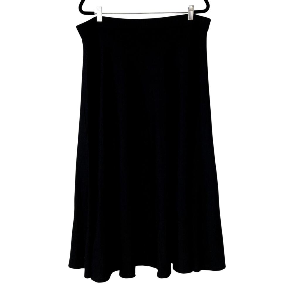 Talbots Maxi Skirt XL Black Wool Blend Elastic Waist Minimalist Dark Academia